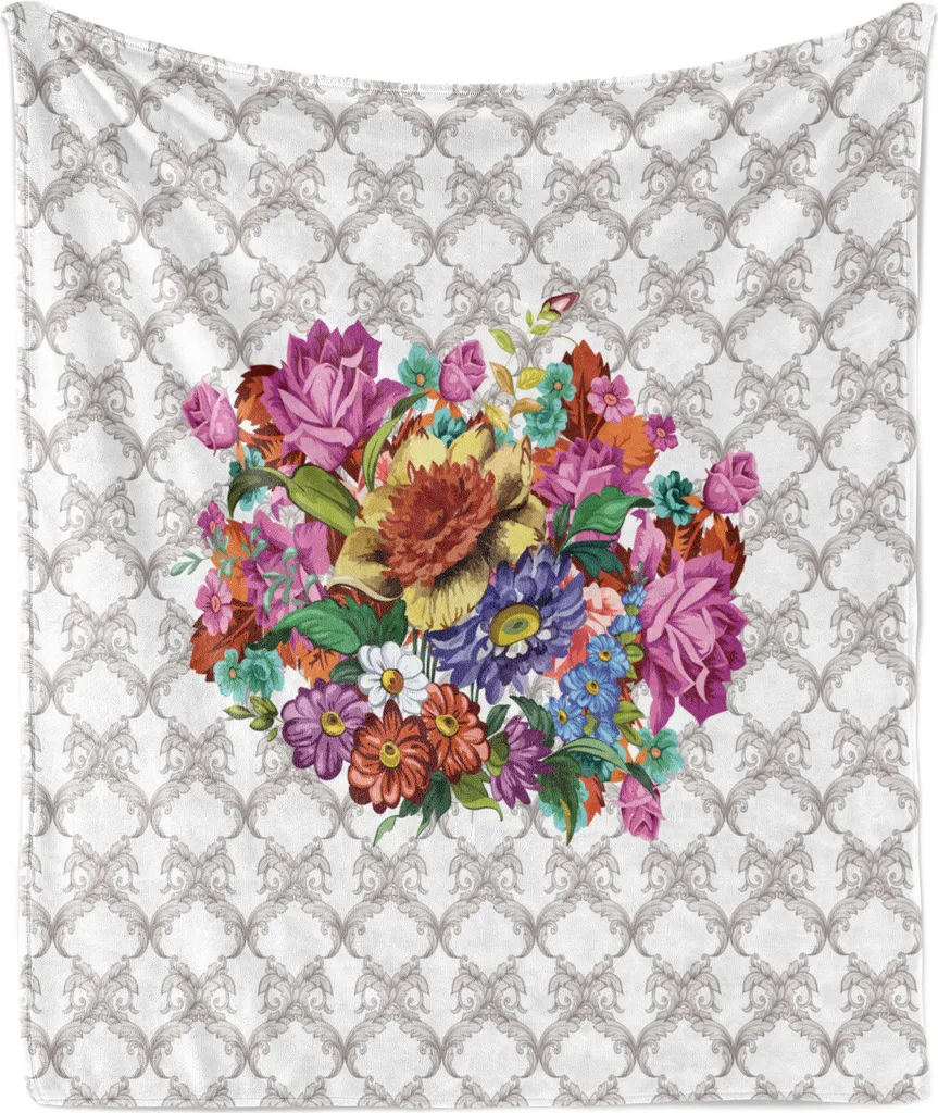 Plaid Damascato Bouquet ABAKUHAUS - Coperta in Flanella Design 125x175