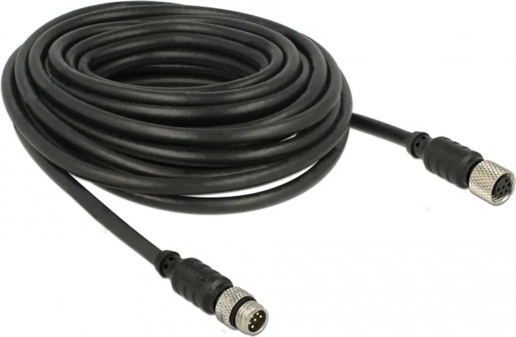 Câble Navilock 62975 de 10m avec connecteur M8 mâle-femelle étanche noir