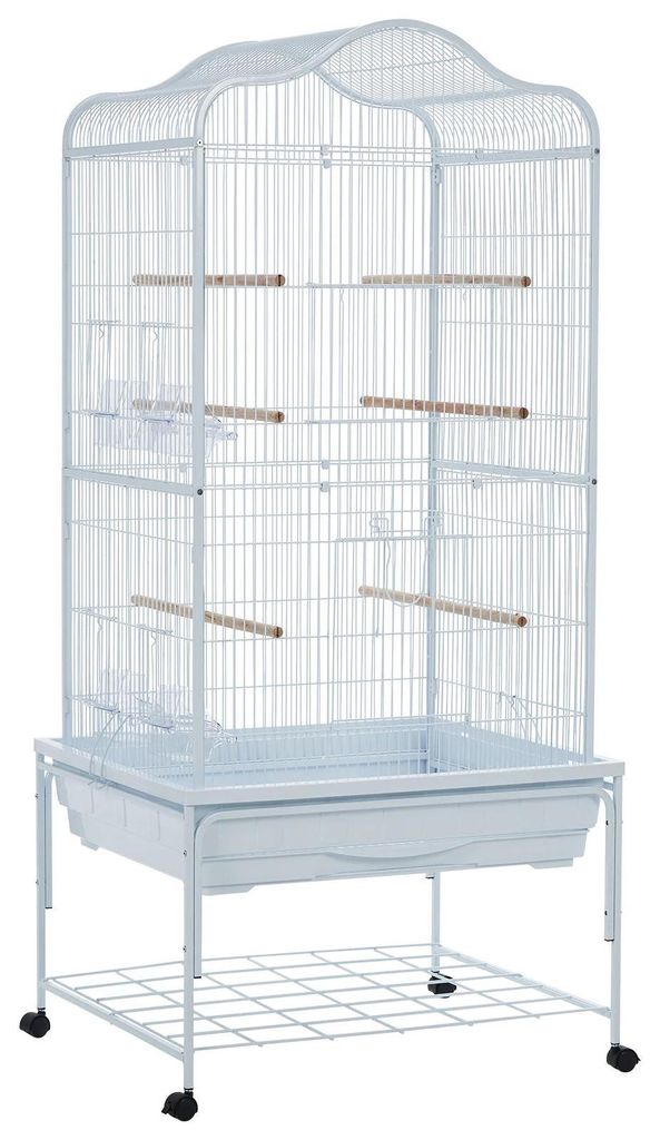 Vogelkäfig für Papageien - SY-2910 - Extra groß - Fahrbares Untergestell mit Rollen - Spielplatz oben - Schmiedeeisen - Sitzstangen & Leitern - ...