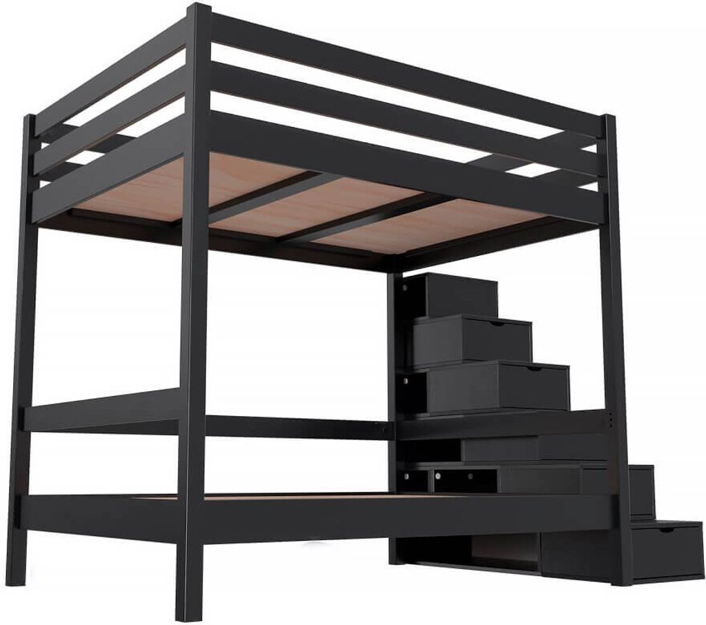 Doppelstockbett Sylvia 140x200 - Schwarz