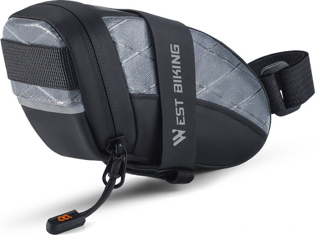 Fahrradsatteltasche mit Klettverschluss, großes Fassungsvermögen, wasserdicht, reflektierendes Design, tragbar, kompakte Größe, MTB-Rennradtasche
