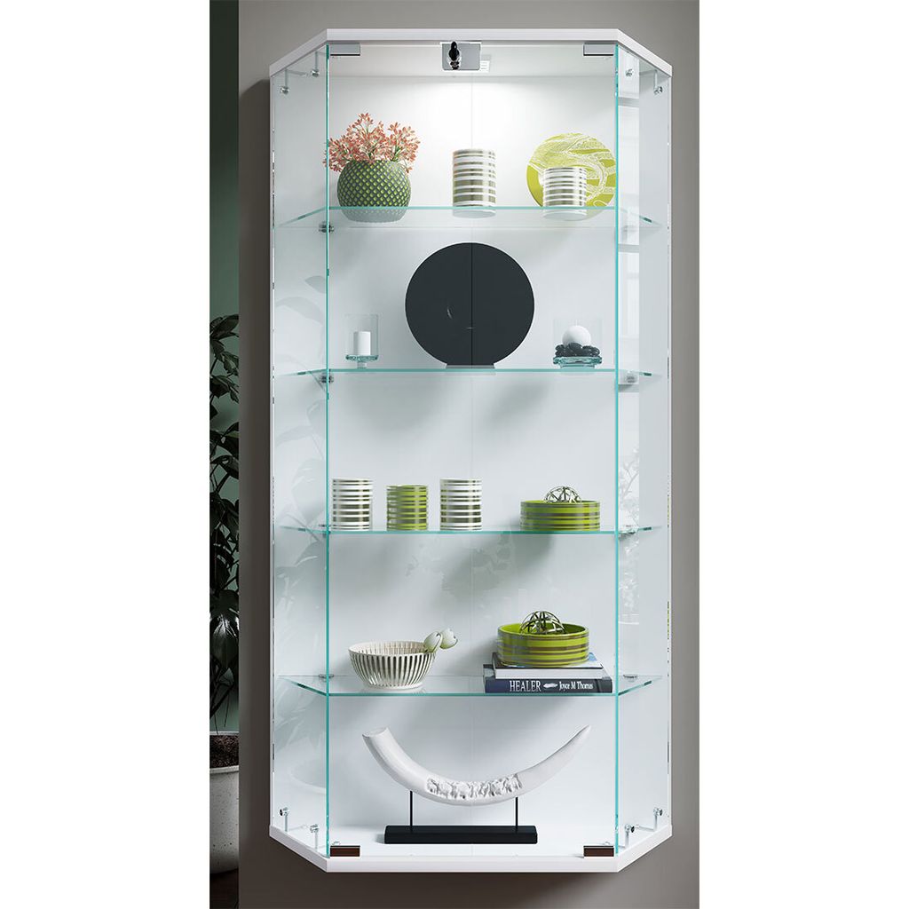 VCM Glasvitrine hängend | Vitrine Glas mit ESG-Sicherheitsglas | Maße ca. H. 114 x B. 83 x T. 17 cm | Hängevitrine Glas | Modern und platzspare...