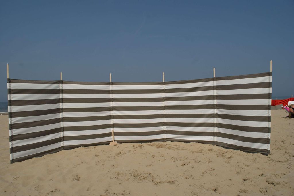 Strandwindschutz 7 m, taupe/weiß, Polyacryl-Windschutz – 7 m Camping-Windschutz