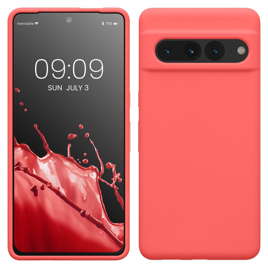 kwmobile Handyhülle für Google Pixel 7 Pro Hülle, für Pixel 7 Pro Case - Hülle Silikon - kabelloses Laden - Neon Koralle