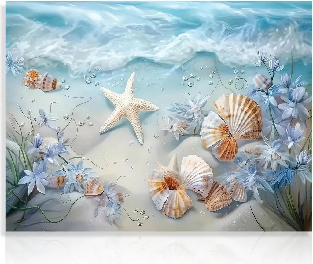 Decorazione Parete Oceano 30x40 - Quadro Tela Conchiglie Mare HD