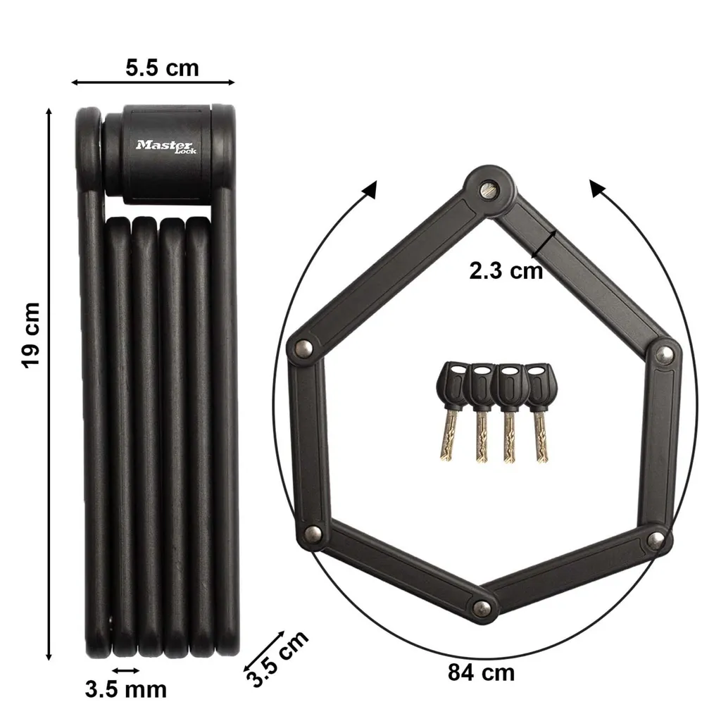 Antivol pliant en acier cémenté Master Lock 8335EURDPRO robuste