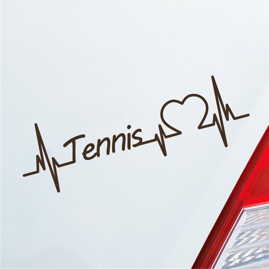 Auto Aufkleber Tennis Herzschlag Ballsport Wimbledon Fans Sport Liebe 19x6 cm Braun Sticker Heckscheibenaufkleber