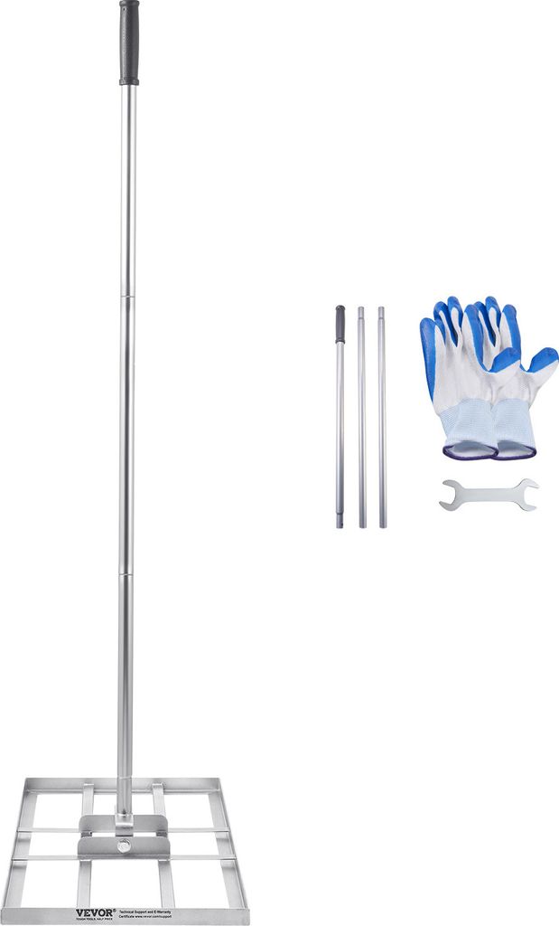 SucceBuy Rasenrakel mit Stiel Nivellierrechen für Rasenpflege 355x762mm