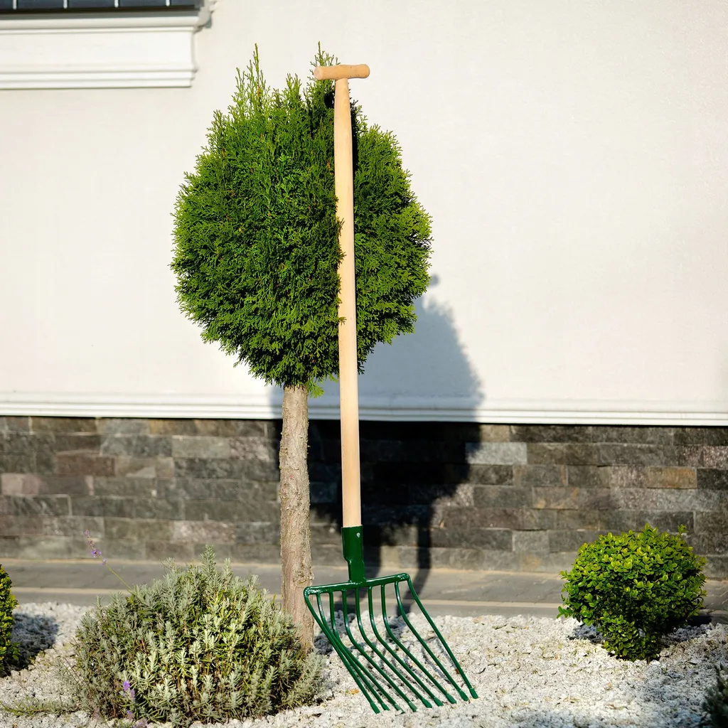 Fourche de Jardin 9 Dents en Métal 131 cm contre le Mal de Dos - Vert - 2