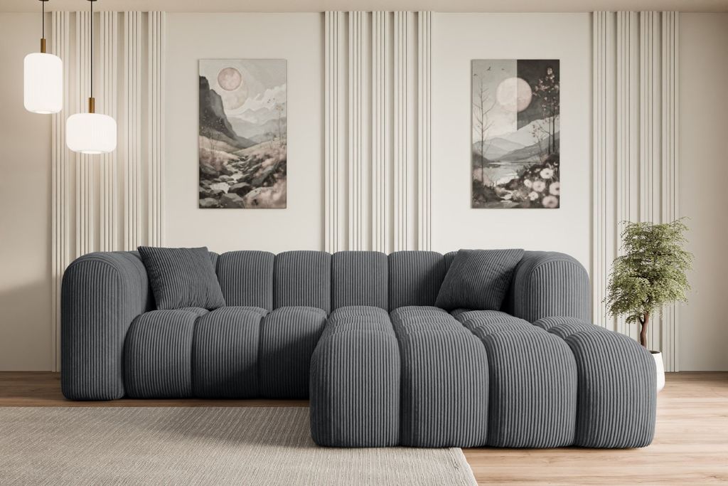 ALTDECOR Ecksofa in L-Form OLEA-L1 - 231x173x74 cm Duneklgrau - Corner Sofa Bett Eckcouch Couch Wohnlandschaft Cauchsofa