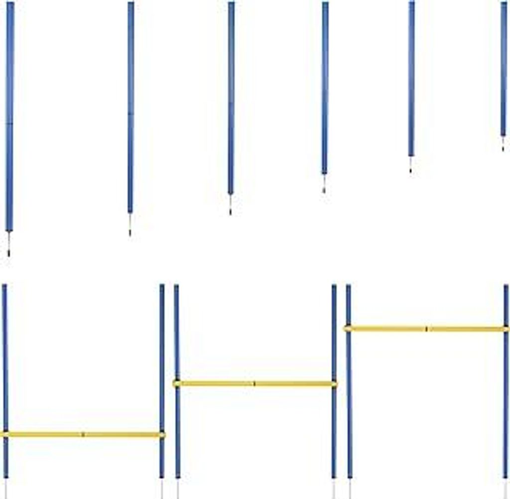 Slalom Stangen mit Hürde in blau – Set für Hunde – Hundetraining Zubehör – Fußball Traininigsset