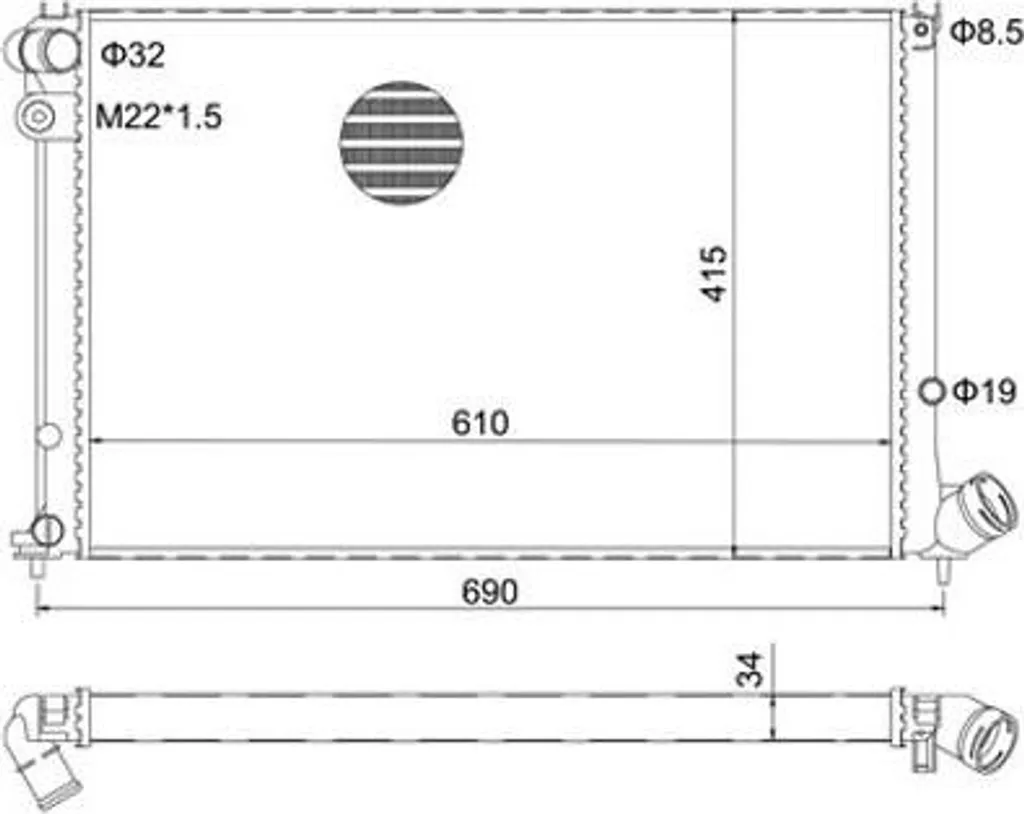 Radiateur de refroidissement pour Xantia HART 603 215 OE 133016