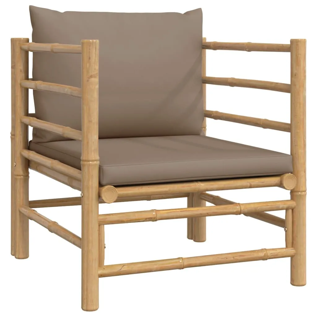 Fauteuil de jardin bambou et assise taupe - Siège extérieur durable