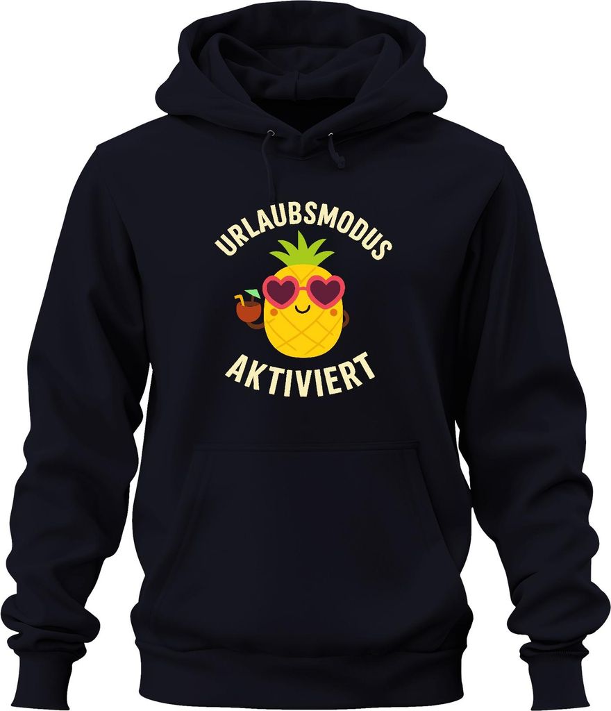 Urlaubsmodus aktiviert Ananas Sonnenbrille Cocktail Sommer Strand Uni Hoodie Kapuzenpullover, Navy, XXL