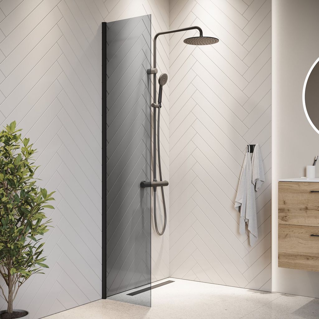 Parete doccia Rizani - 40 x 200 cm - Nero - vetro colorato Immagine del prodotto 