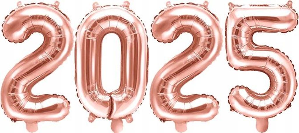 FOLIENBALLONS Nummer 2025 ROSA GOLD Silvester Abschlussball 35cm