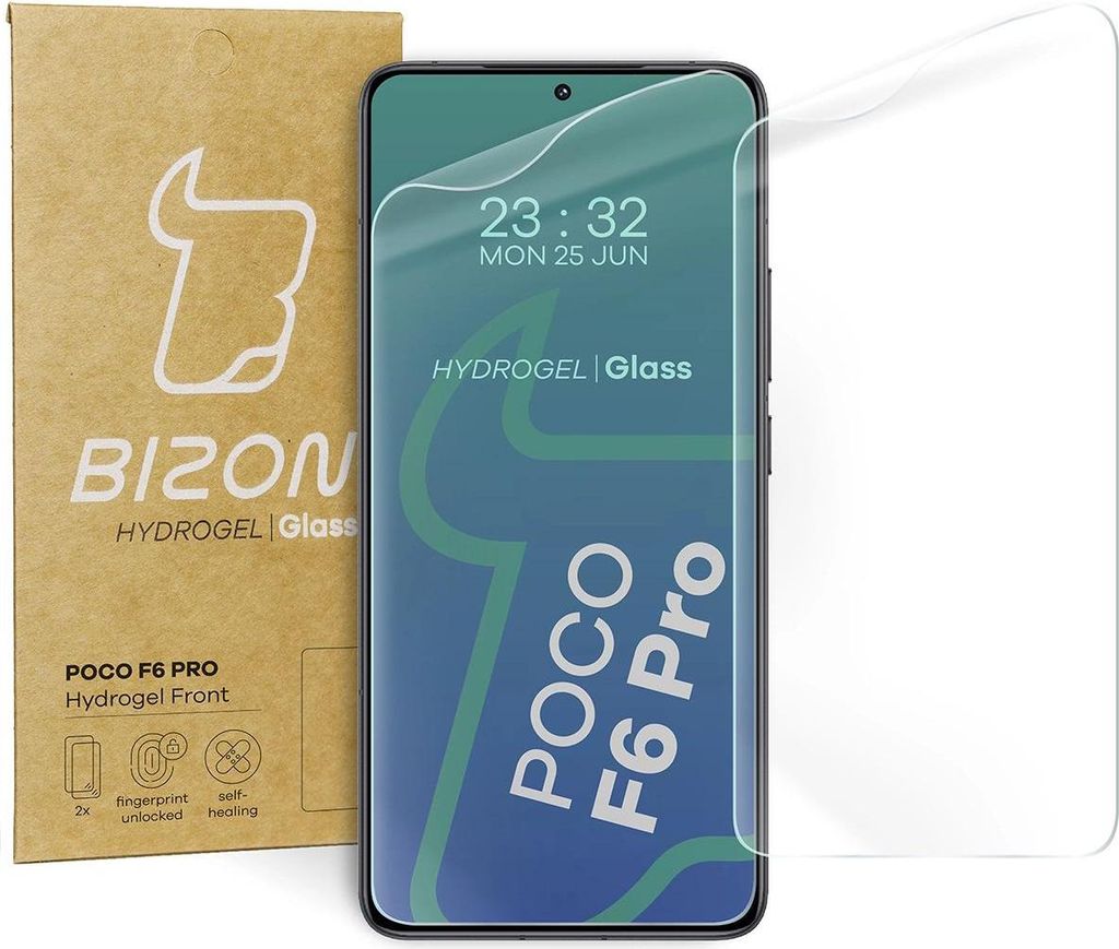 Bizon Glass Hydrogel Front Displayschutzfolie für Xiaomi Poco F6 Pro, 2 Stück
