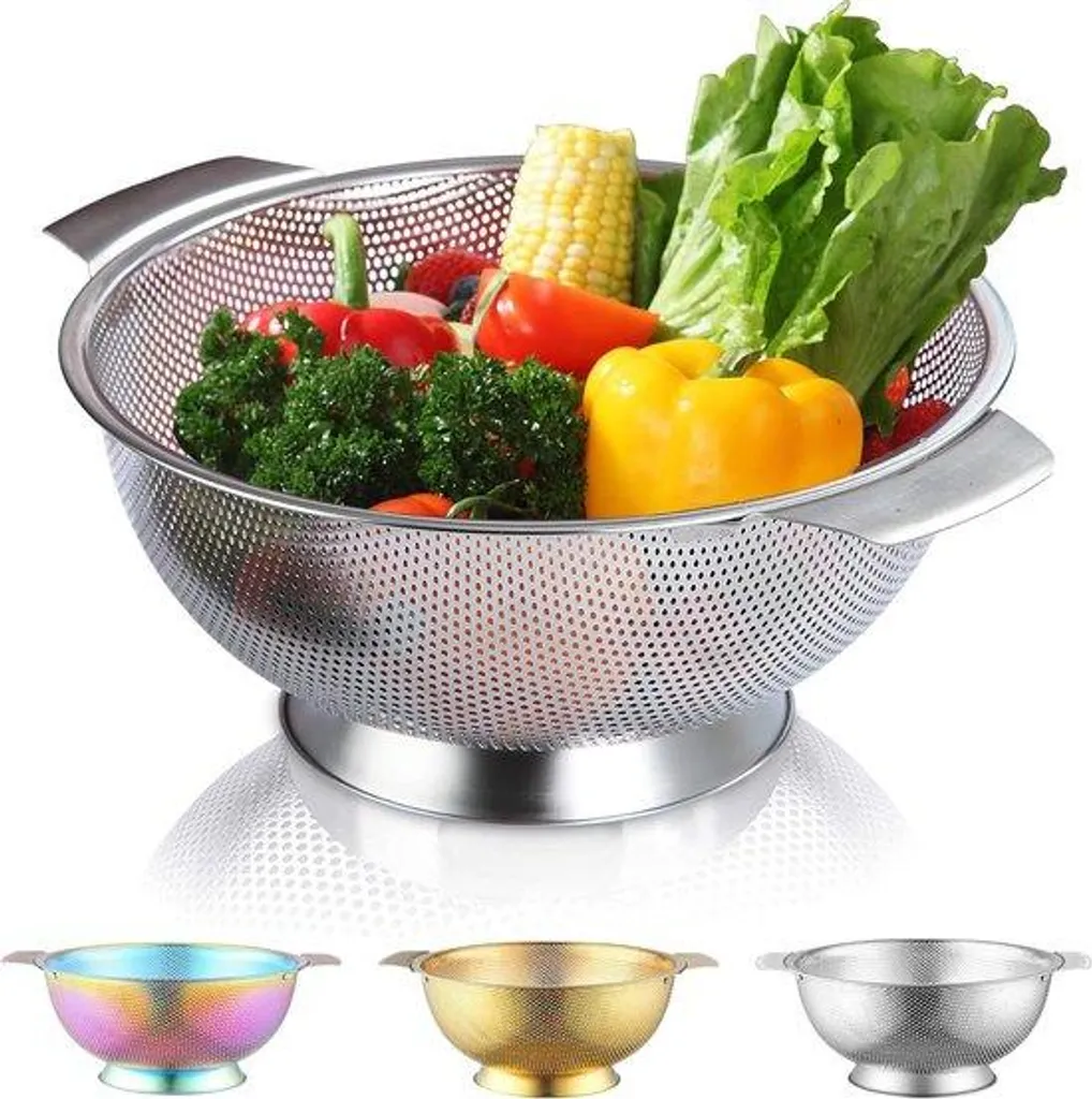 Passoire inox 28.5 cm anti-stagnation : égouttage automatique efficace