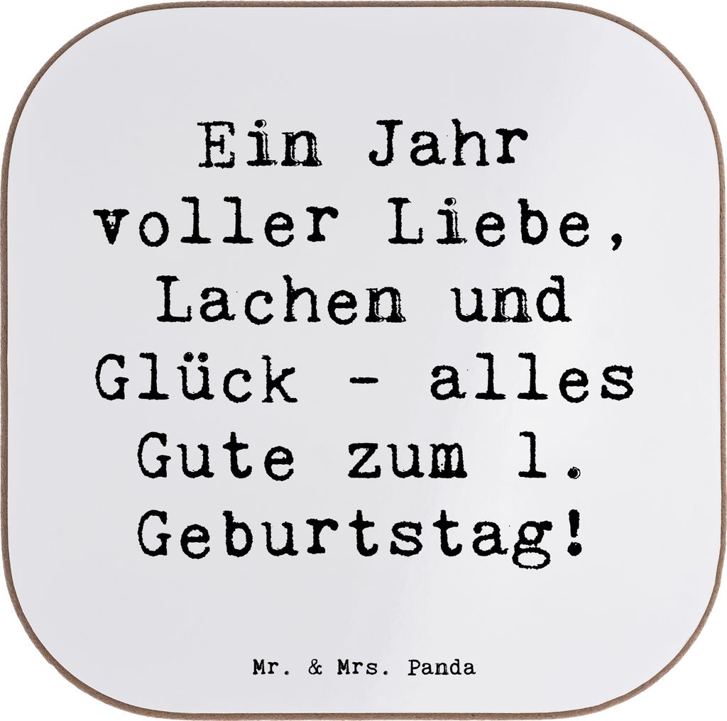 Mr. & Mrs. Panda Untersetzer Tasse Spruch 1. Geburtstag Liebe Lachen Glück - Weiß - Geschenk, Familienglück, Coaster, gläseruntersetzer, liebev...