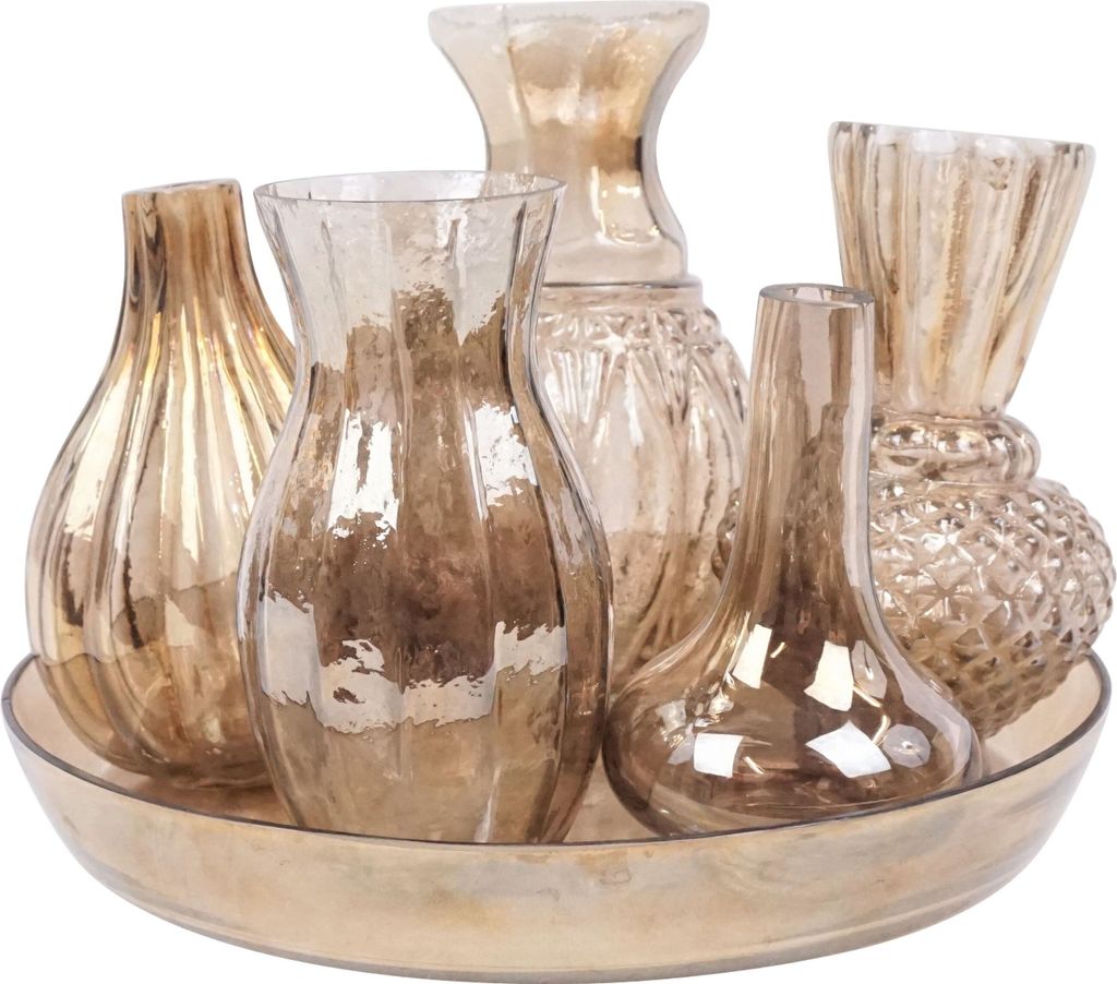 FURNARO Vasenensemble Poesie S/6 - Glas, braun, rund, dekorativ