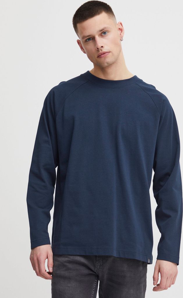 !Solid SDEyado Herren Longsleeve Langarmshirt Shirt Basic mit Raglanärmel kleine Stickerei im Nacken Überschnittene Schultern Oversize Fit