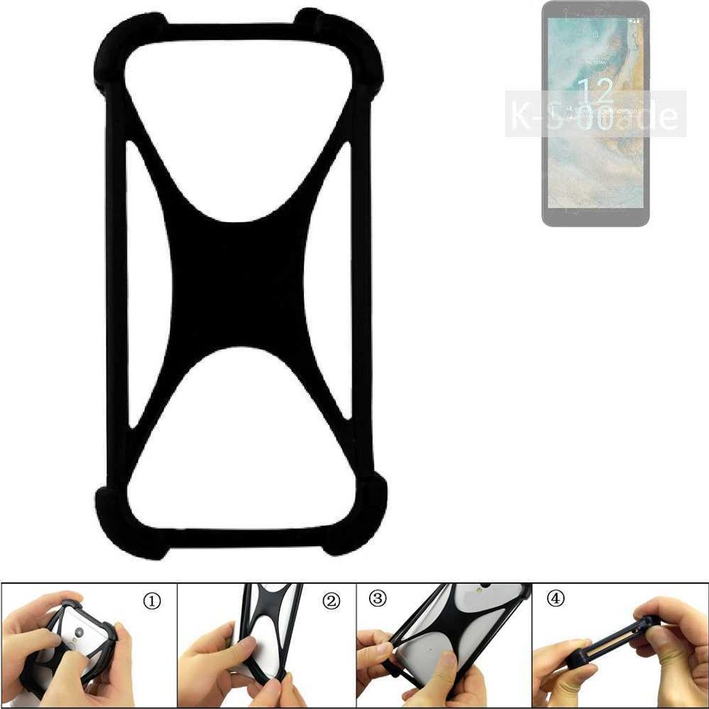 K-S-Trade Handy-Hülle Schutz-Hülle kompatibel mit Nokia C02 Silikon Bumper TPU Softcase Smartphone Stoßschutz, schwarz