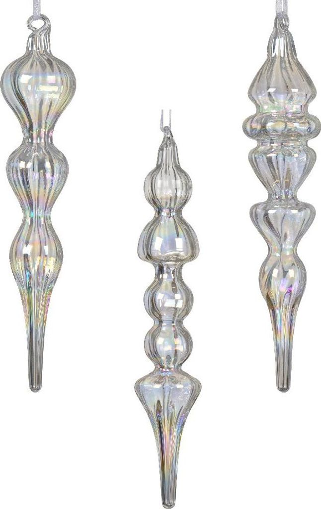 Kaemingk Weihnachtsbaumkugeln Glas transparent/ iris