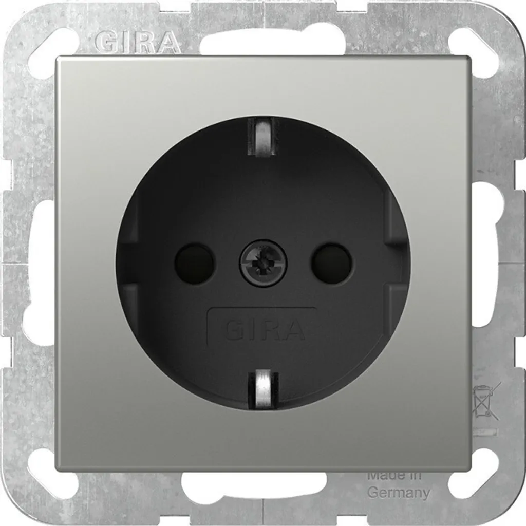 GIRA 4453600 Prise SCHUKO System 55 Acier Inoxydable brossé