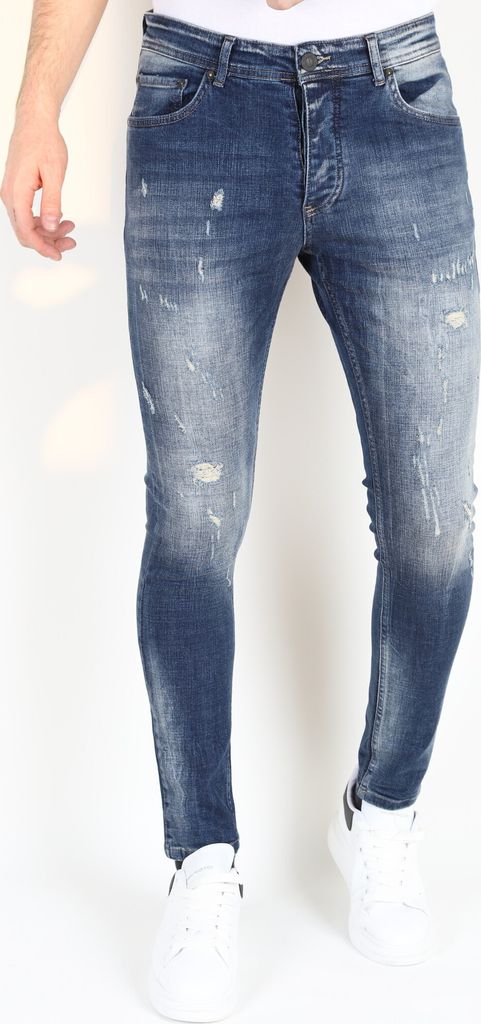 Stonewashed Slim Jeans Mit Rissen MM - 38