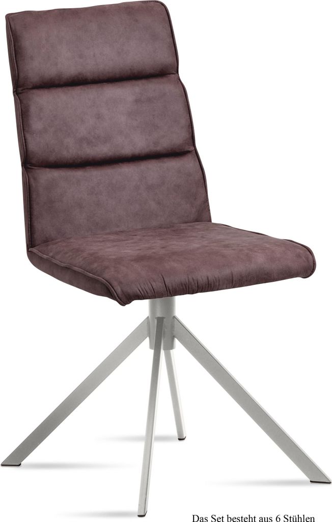 Esszimmerstuhl (6er-Set) Dorkas 47x92x60 Edelstahl/Braun Produktbild 