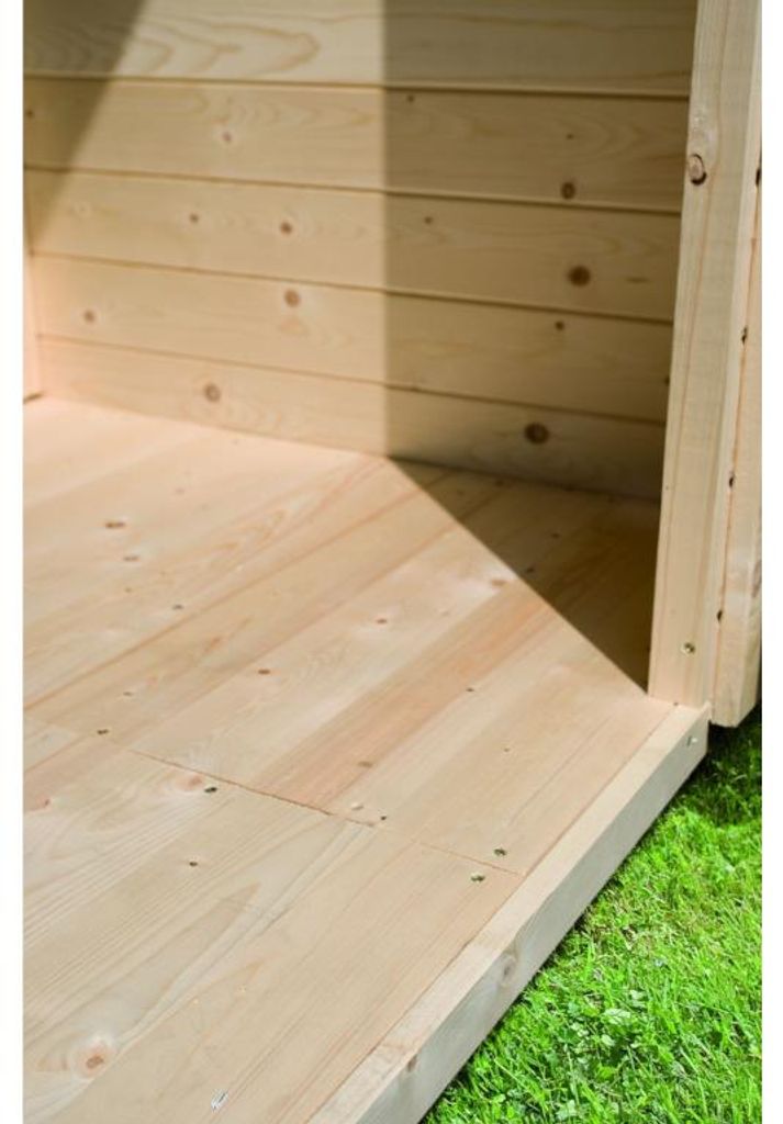 WOODTEX Natur Fichte 1 + 2 Gartenhausboden, Fußboden für Gartenhäuser, Karvo Bodenbausatz, Terrassendielen aus Holz, Montagefreundlich, Witterun...