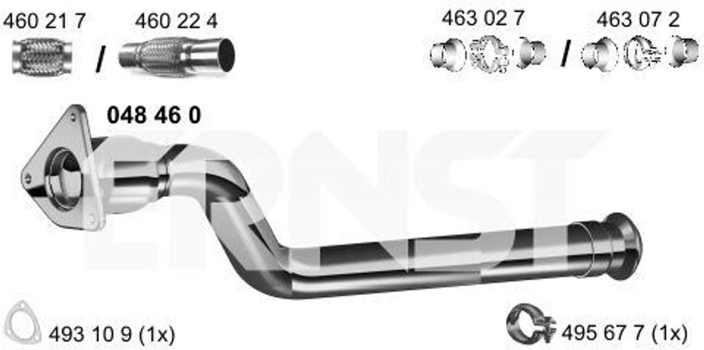 ERNST Abgasrohr Auspuffrohr für OPEL Vivaro A Kastenwagen (X83) Vorne 048460