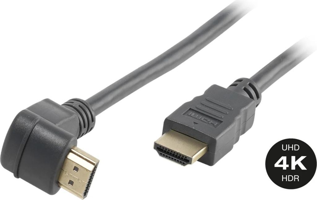VIVanco Hochwertiges HDMI Kabel, HDMI 90°-Stecker, 4K und 3D, mit Ethernet, vergoldete Kontakte, ARC, 10 Gbps, 3 m, in Schwarz