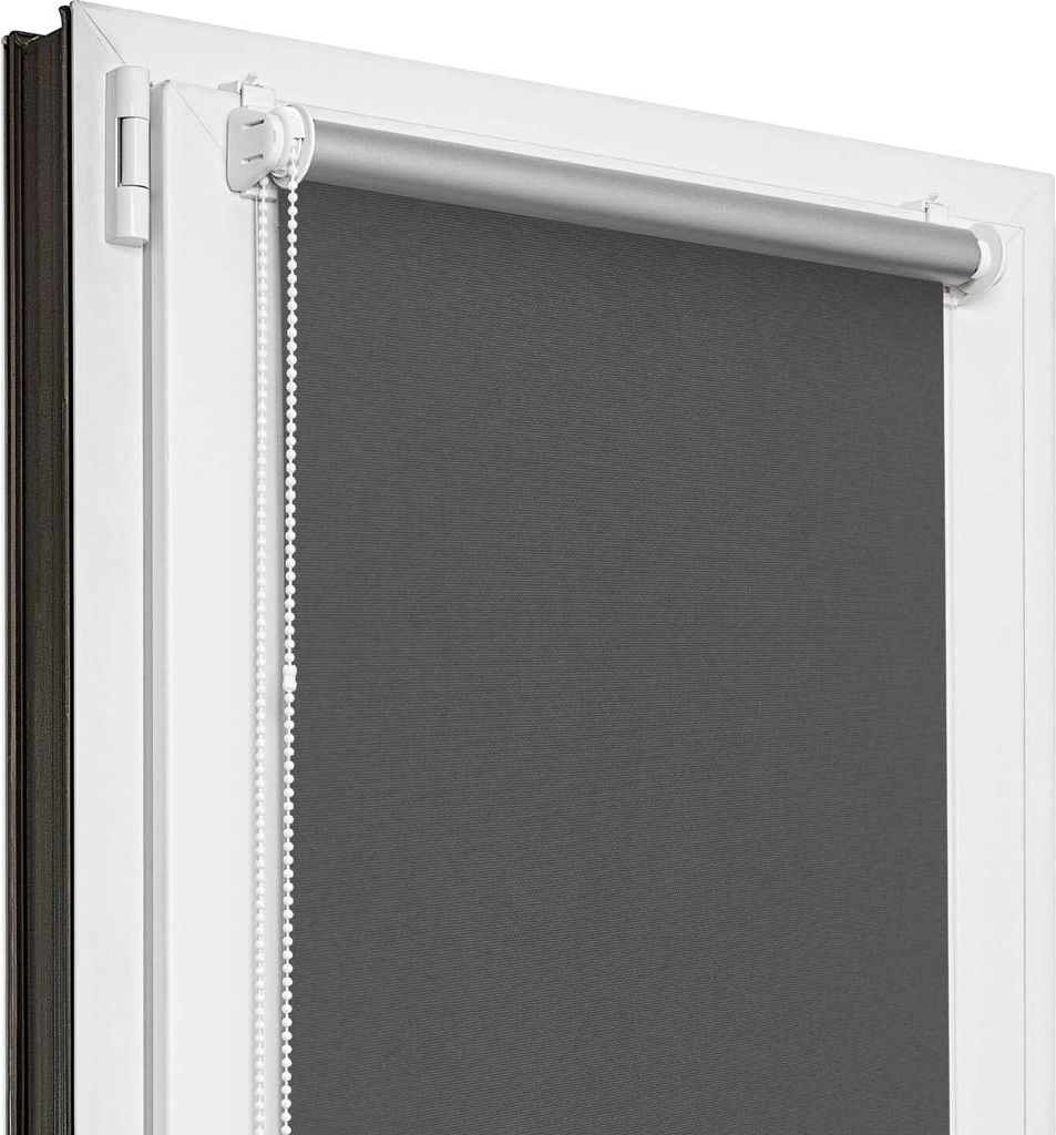 Verdunkelndes Rollos ohne Bohren - 60 cm x 120 cm - Graphit - 13 Farboptionen - Thermo-Rollos für Innenfenster