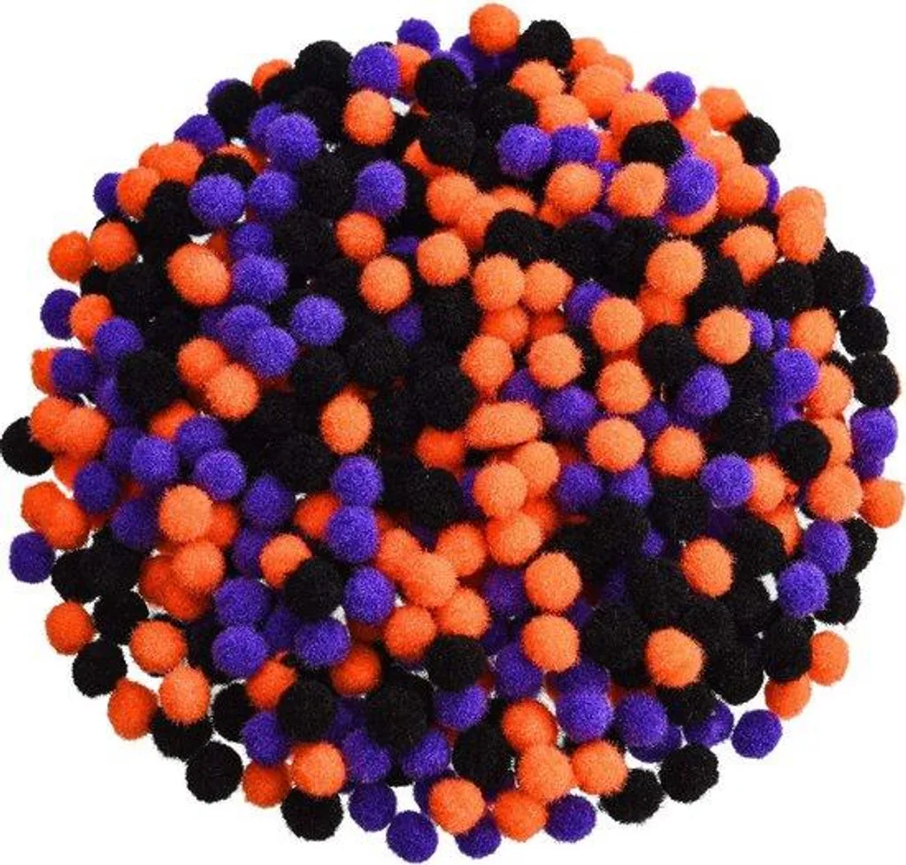 Boules Halloween en peluche douce 900 pcs - Mix noir orange et violet