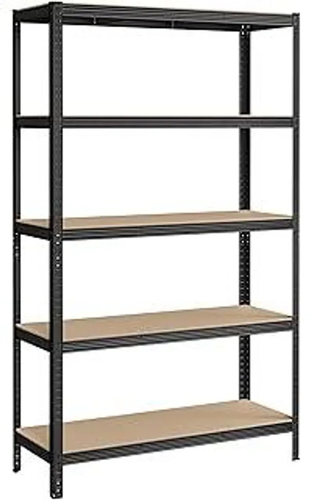 SONGMICS Scaffale per carichi pesanti, scaffale da cantina, scaffale da magazzino, 60 x 120 x 200 cm, scaffale con struttura in acciaio, portata fino a 750 kg, 5 ripiani regolabili, nero GLR060B01