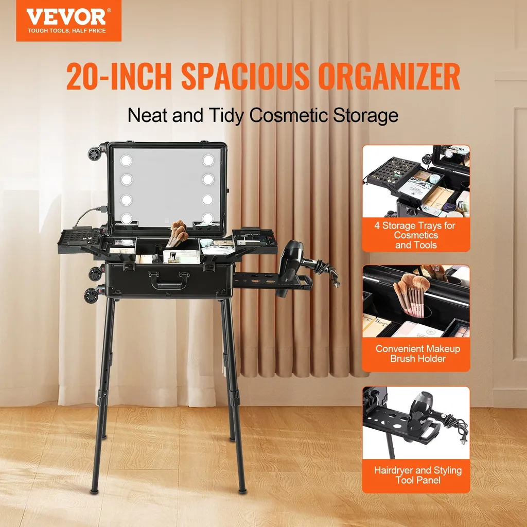 Trolley maquillage professionnel autonome, studio mobile avec enceinte - 2