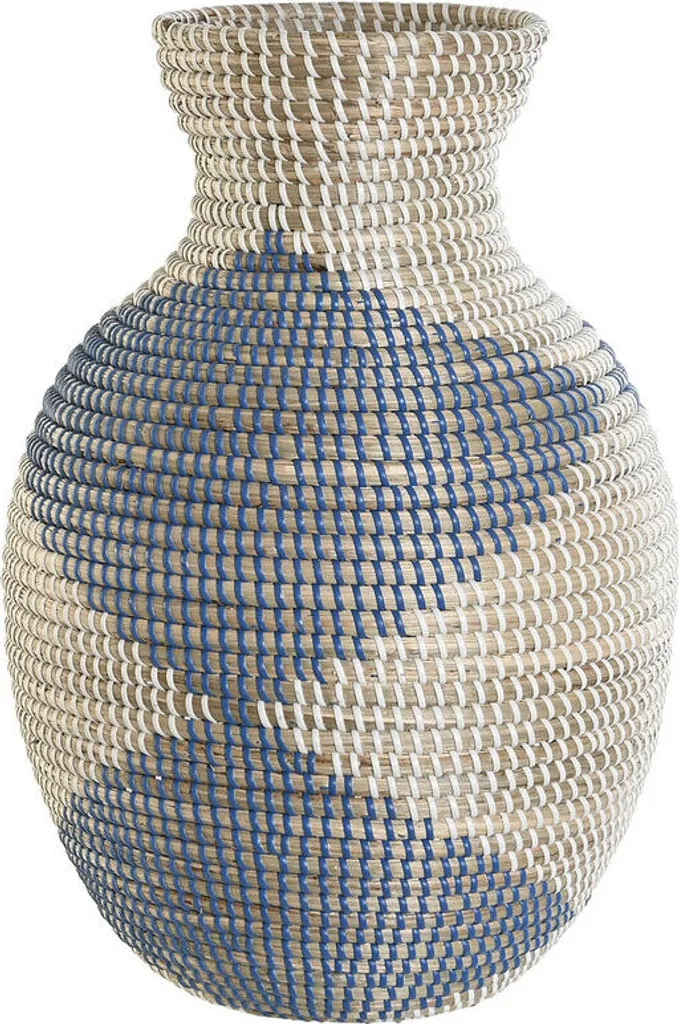Vase en Grès Bleu Méditerranéen Design Artisanal 50cm DKD Home Decor