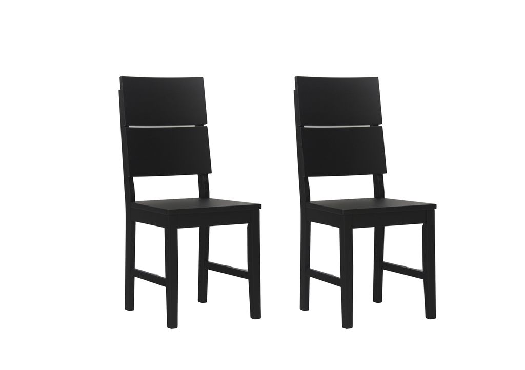 Woodroom Holzstuhl Kota 2er-Set Hevea massiv schwarz Produktbild 