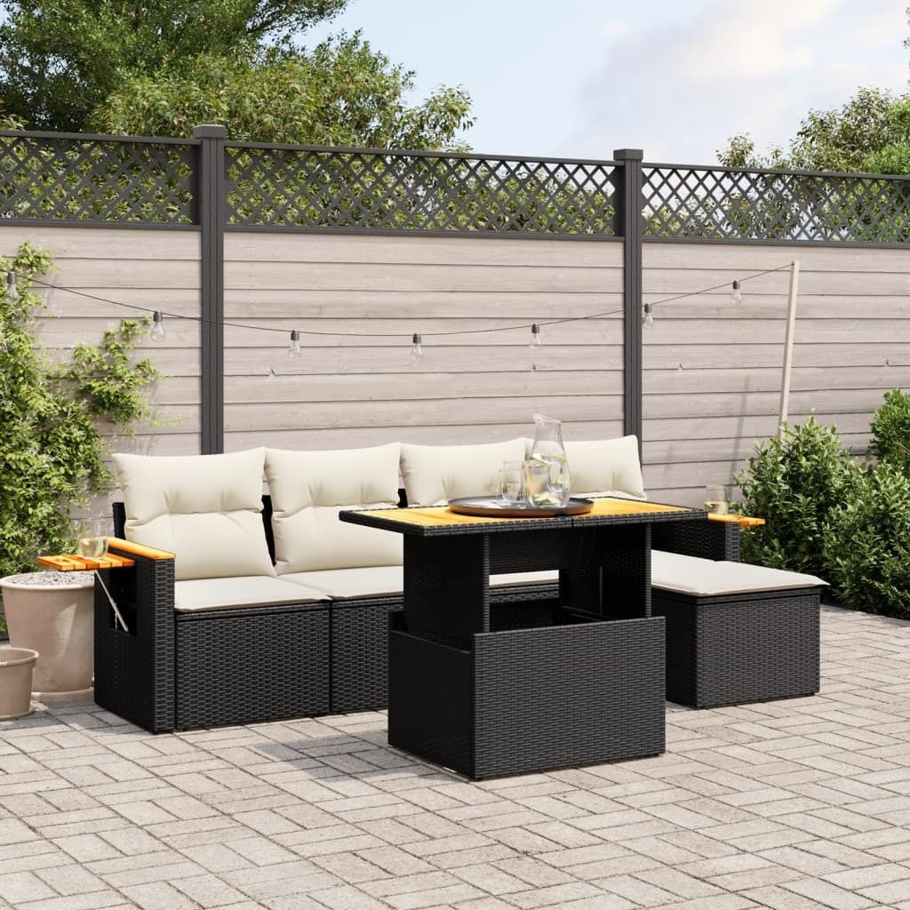 Maison Exclusive - 6-tlg. Garten-Sofagarnitur mit Kissen Schwarz Poly Rattan