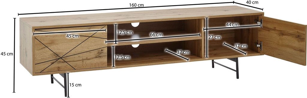 Podvalník dřevo dub Imitace 160x45x40 cm tv komoda se dvěma Obrázek produktu 