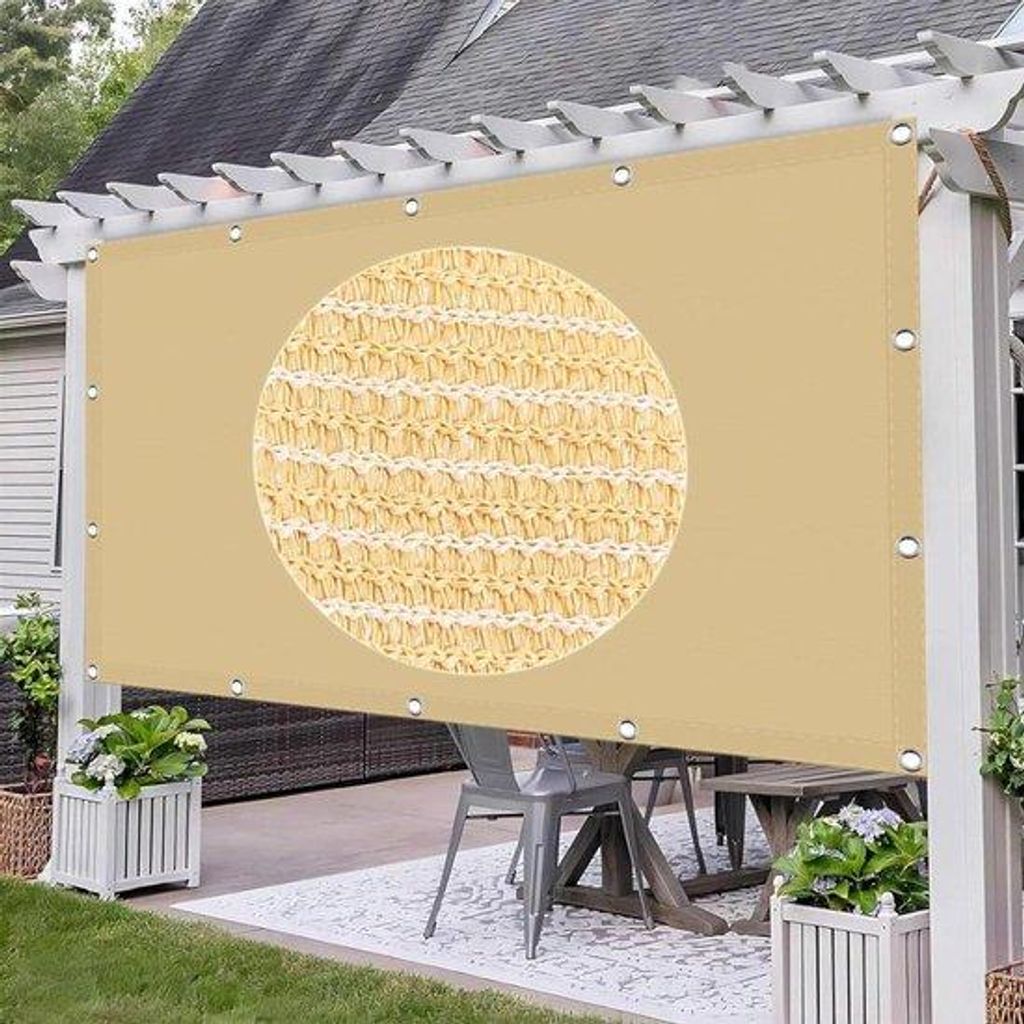 Schutzscheibe für draußen - UV-schützende Tarp - Befreiung vor der Sonne - atmungsaktiv und UV-blockierend - 2x3 Meter - Beige