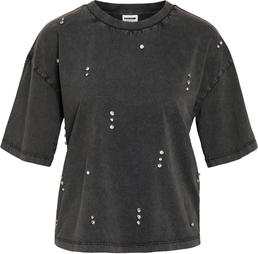 NOISY MAY Vintage Denim T-Shirt mit Glitzer Steinen & Nieten Größe: XS