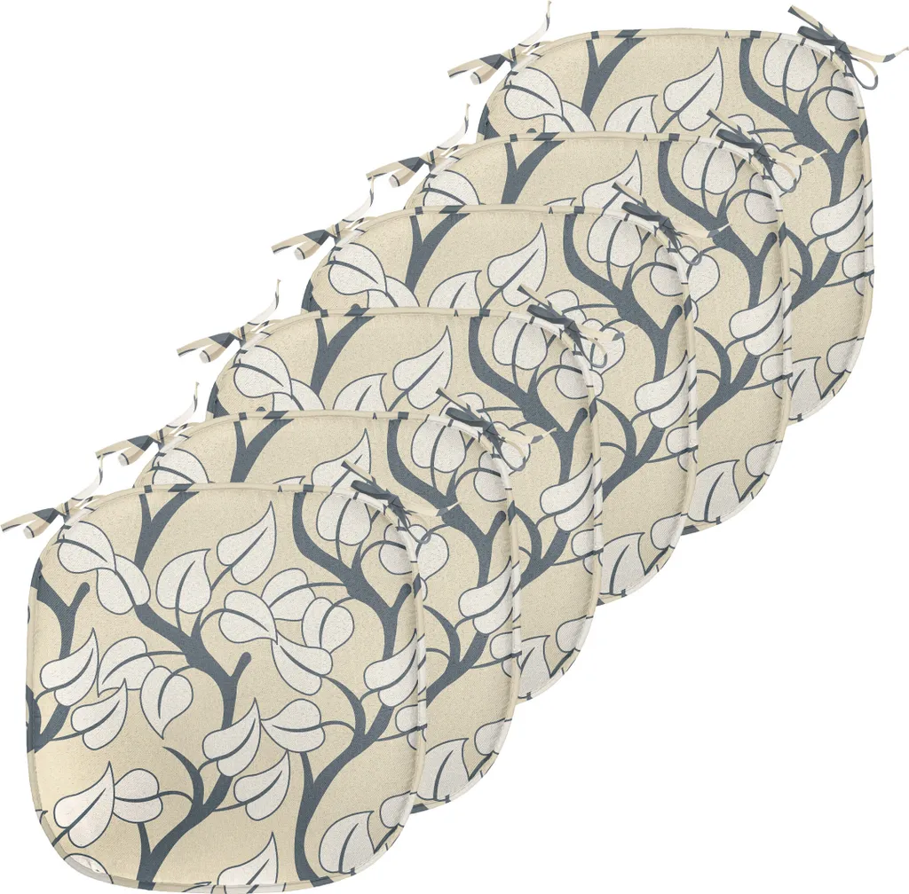 ABAKUHAUS Coussins de Chaise Fleuris 40x40 cm Lot de 6 Bleu et Crème