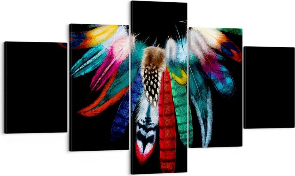 Bild auf Leinwand - Leinwandbild - Vogel Feder Farbe Komposition - 125x70cm - Wand Bild - Wanddeko - Leinwanddruck - Bilder - Kunstdruck - Wanddeko...