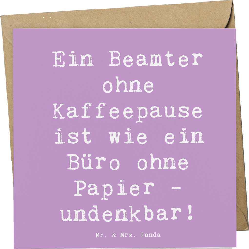 Mr. & Mrs. Panda Grußkarte Spruch Beamter Kaffeepause - Lavendeltraum - Geschenk, einzigartige Geschenke, Berufe, mit Herz, anlasskarte, Berufsgru...