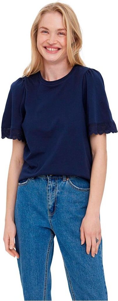 Vero Moda Nanett Kurzarm-t-shirt Blau L Frau Blau L