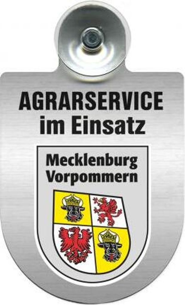 Einsatzschild mit Saugnapf - Agrarservice im Einsatz - incl. Regionenwappen nach Wahl 393802 Color - Region Mecklenburg-Vorpommern