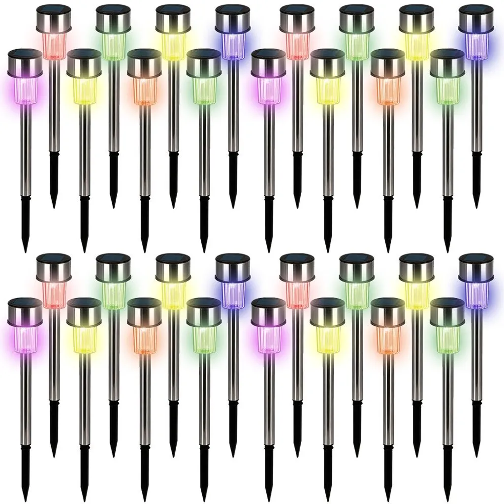 Lampes de Jardin Solaires Automatiques à LED avec Piquet Inox Lot de 32