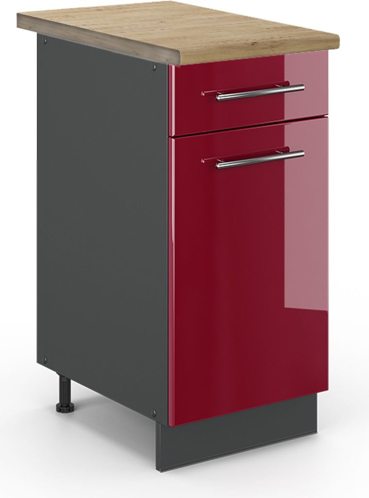 Küchenunterschrank Vicco Fame-Line Bordeaux Hochglanz 40 cm Produktbild 